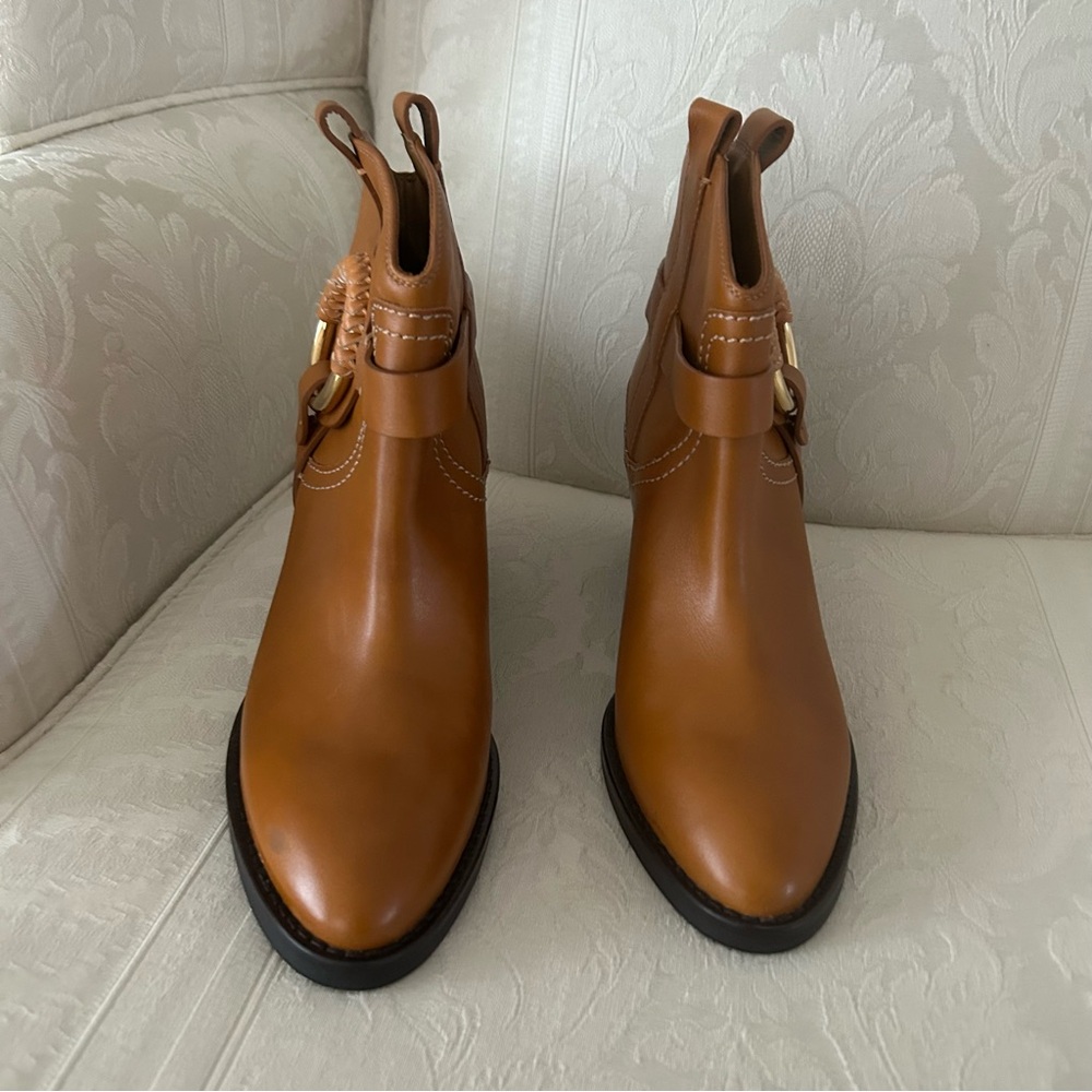 See by Chloe Hanna Chelsea slip inn western style boots in tan leather size 41 - Picture 4 of 12